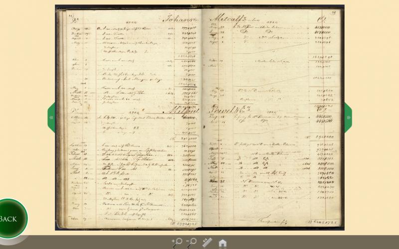 Screenshots from the touchscreen interactive: Flipbook library of local historic documents with zoom facility for close-up detail