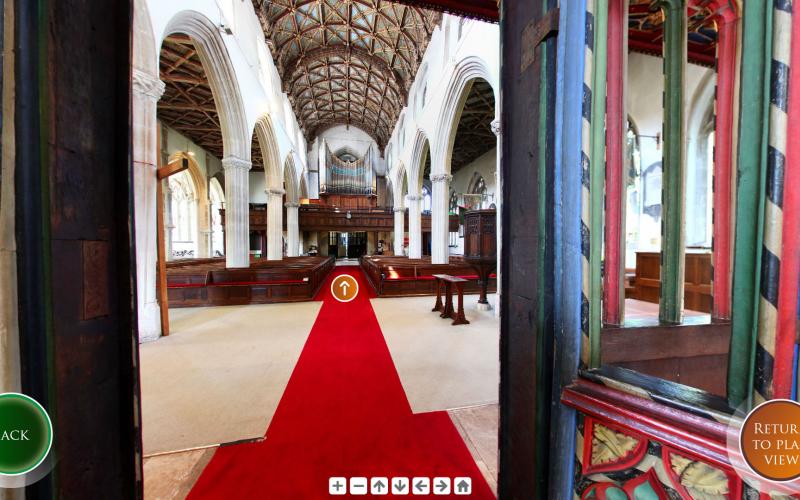 Screenshots from the touchscreen interactive: 360° tour of local church